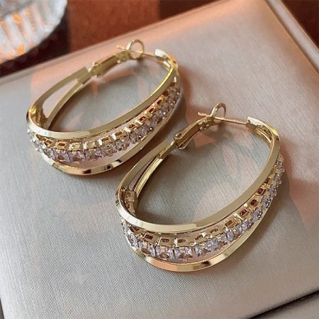 Circle Crystal Hoop Drop Earrings