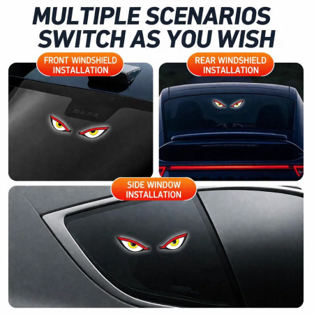 2 PC Car Solar Eyes Light LED Window Decoration